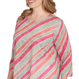 Camiseta con rayas al bies y abalorios de talla grande - Ruby Rd