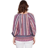 Blusa arrugada con estampado de rayas metálicas Dahlia Multi- Ruby Rd