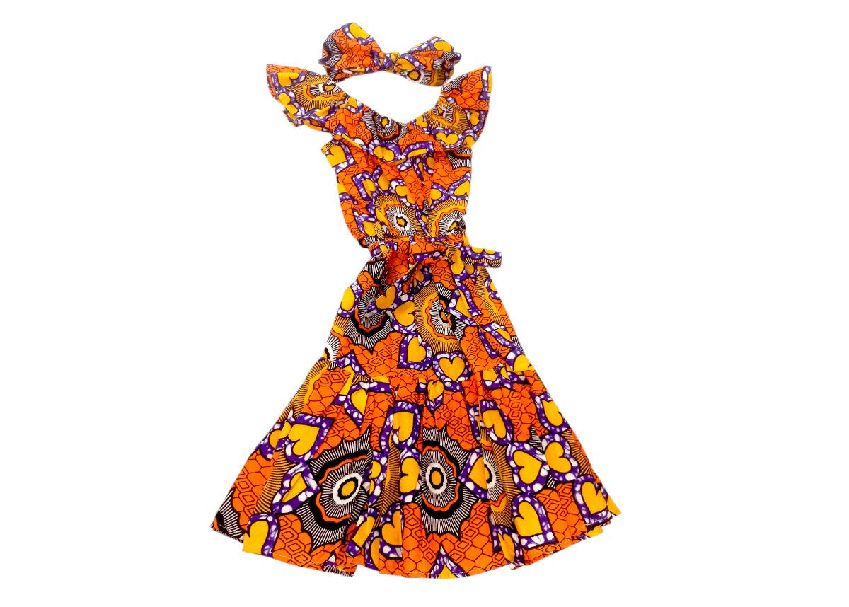 Vestido Naranja-Amarillo-Morado (Etnia Negra)