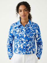 Blusa Estampada Flores Blanco-Azul- Noventa