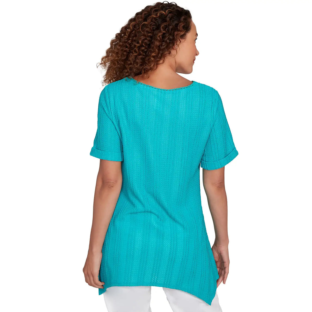 Camiseta sólida de punto arrugado turquesa - Ruby Rd