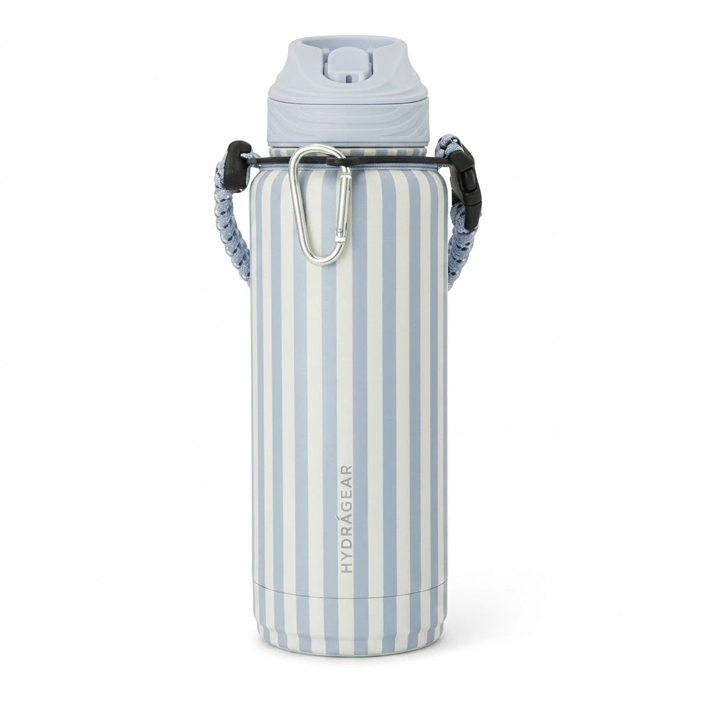 Termo deportivo de 40 oz con popote Zenith - Rayas 3D MI Azul claro