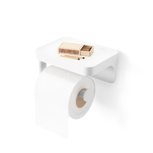 Soporte de papel higiénico adhesivo Flex, blanco