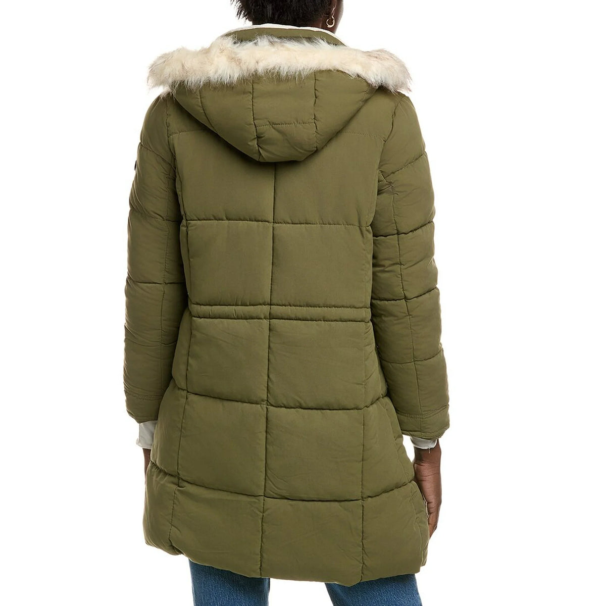 Suede Microfiber Fur Trim Jacket Winter Moss