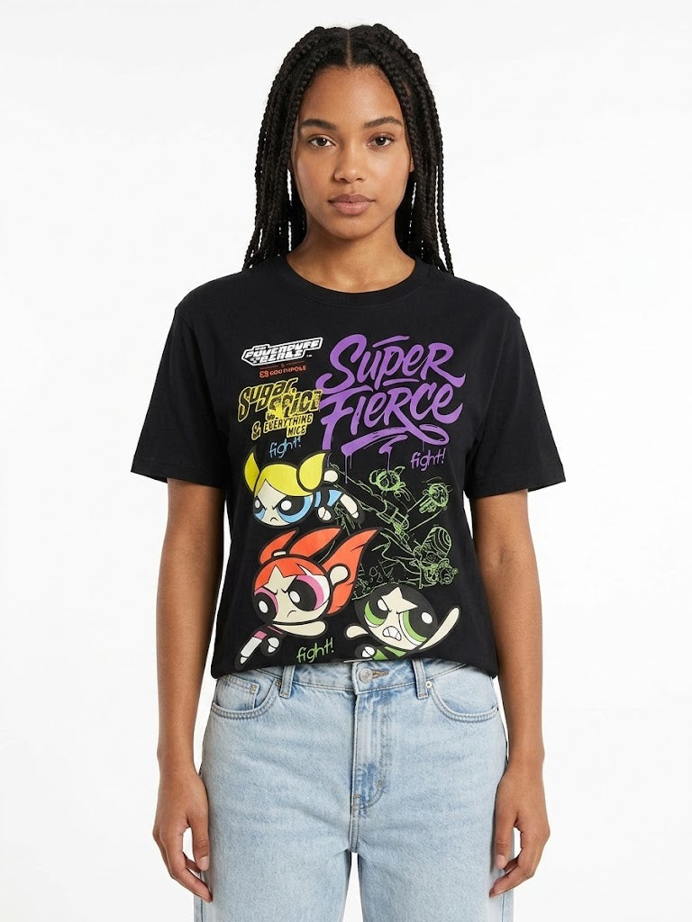 Camiseta extragrande con novio de las Powerpuff Girls, color negro