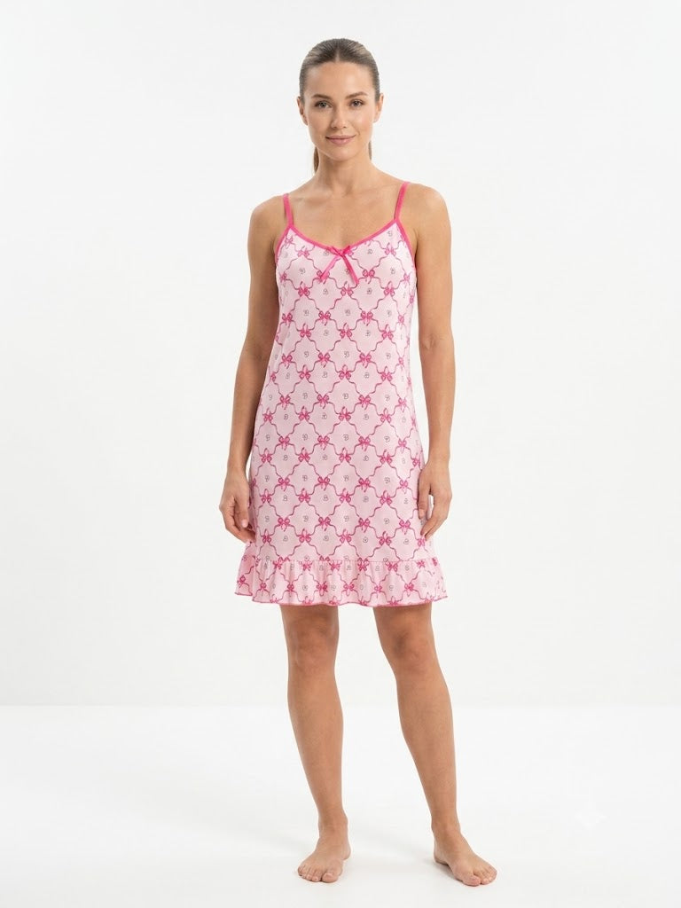 Camisón de señora con tirantes ajustables ROSA-LAZO Y FLORES