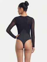 Body de malla y microfibra con tirantes negro