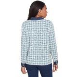 Chaqueta de punto bouclé pata de gallo verde jade multicolor - Ruby Rd