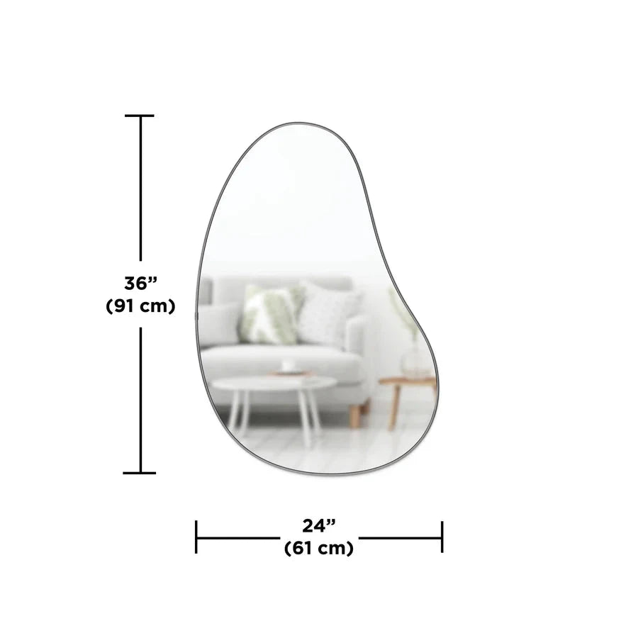 Espejo de pared Hubba Pebble 24 x 36 Metálico-Titanio
