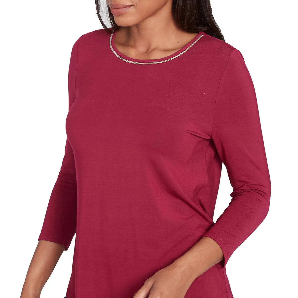 Top de punto liso adornado con cadena de bayas - remolacha - Ruby Rd