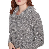 Cowl Neck Cozy Boucle Knit Top Black - Ruby Rd