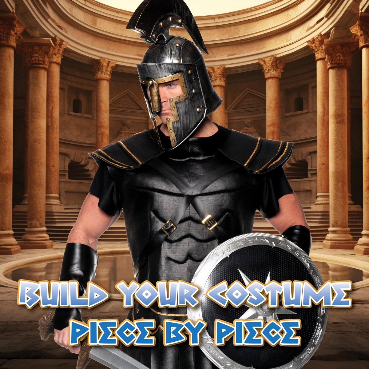 Casco romano malvado con máscara