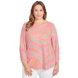 Top Chili Multi a rayas con textura festoneada Plus - Ruby Rd