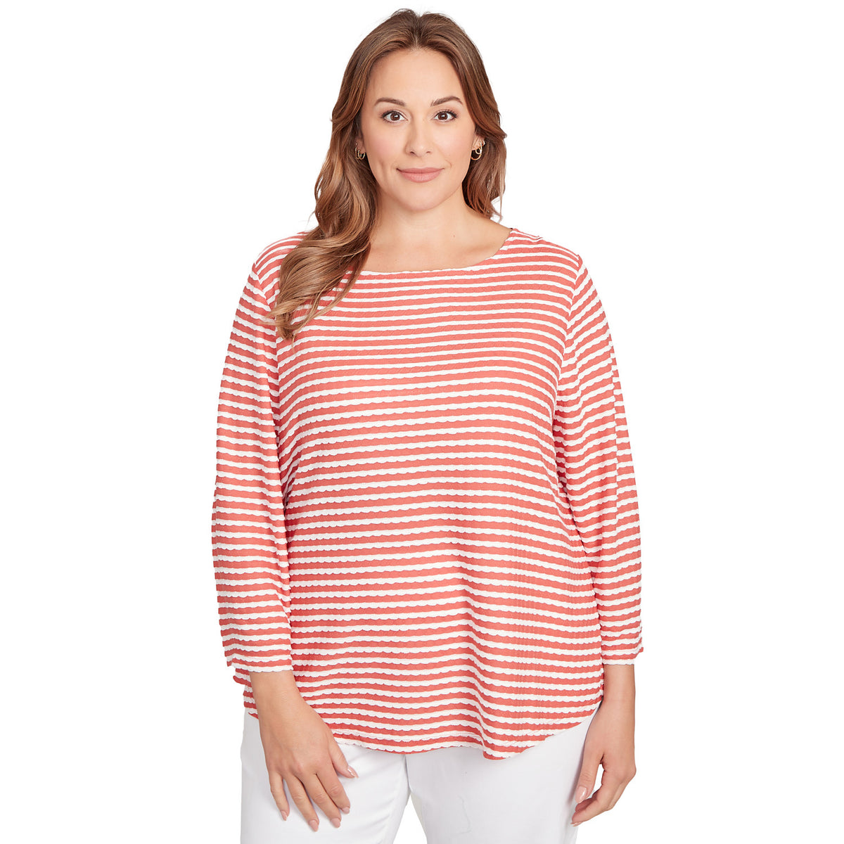 Top Chili Multi a rayas con textura festoneada Plus - Ruby Rd