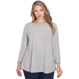 Plus Embellished Dew Drops Glitter Knit Top Grey   - Ruby Rd