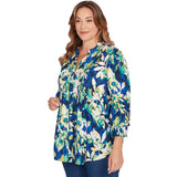 Blusa de gasa sedosa con botones y estampado floral talla grande - Ruby Rd