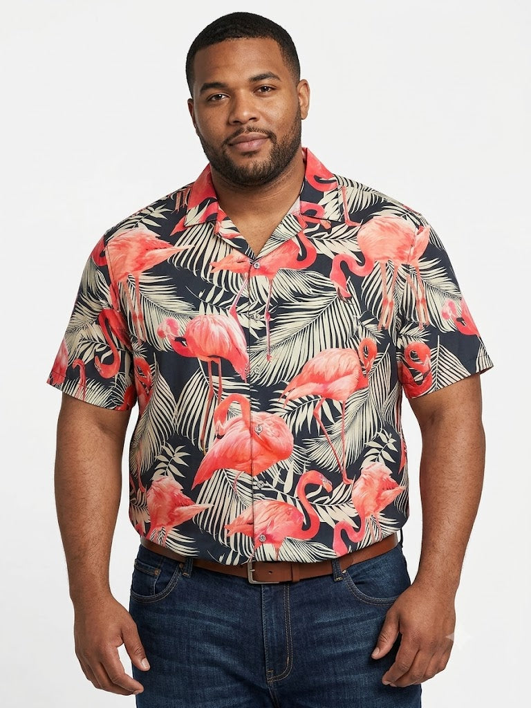 Camisas hawaianas Poly Print FLAMINGO