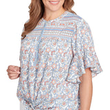 Camiseta Henley con nudo frontal y estampado floral vintage Plus - Ruby Rd