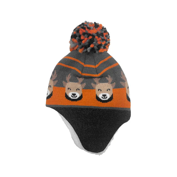 CASCO CARAS DE ANIMALES PARA NIÑOS PEQUEÑOS CON FORRO POLAR PELUDO, NARANJA