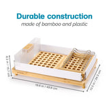 Escurridor de platos de bambú de gran capacidad, blanco