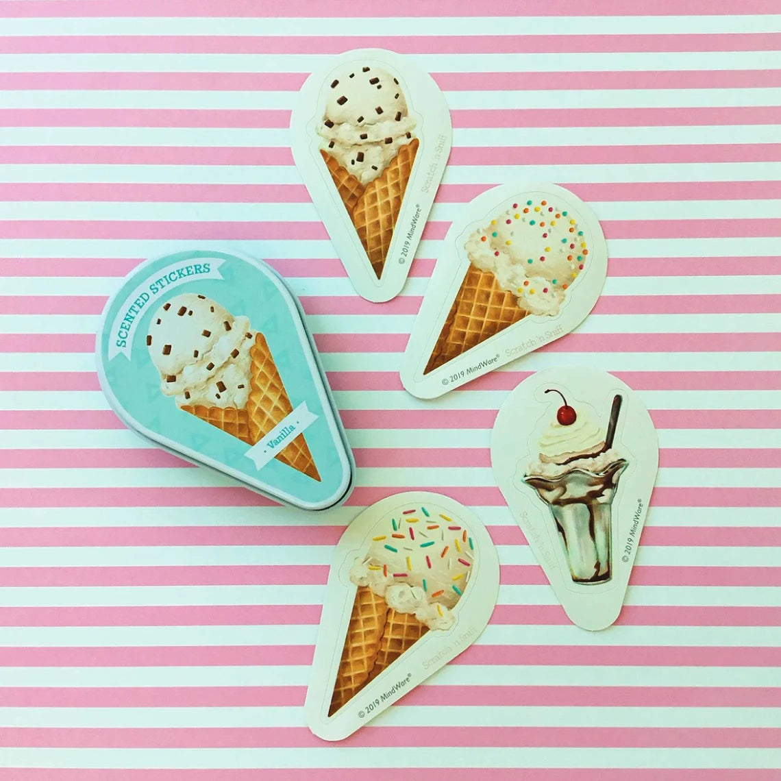 Lata de pegatinas con aroma a helado - Vainilla