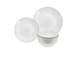 12-Piece Dinnerware Set White- Green
