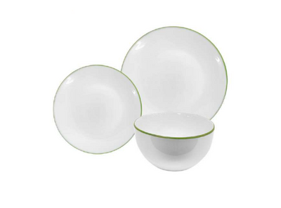 Vajilla de 12 Piezas Blanca y Verde