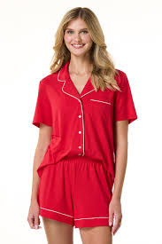 Conjunto de pantalón corto de pijama rojo liso