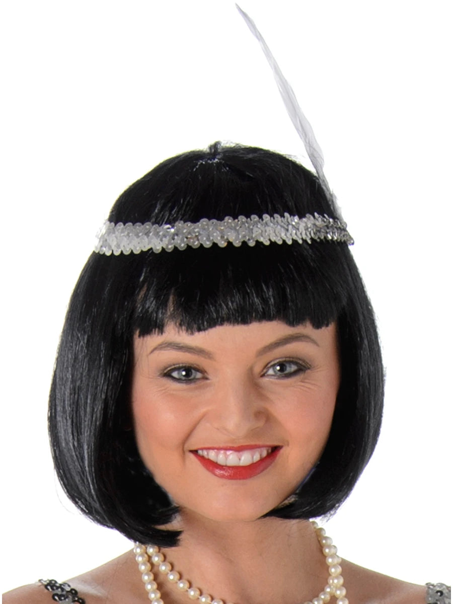20s Flapper Silver Sequin Headband