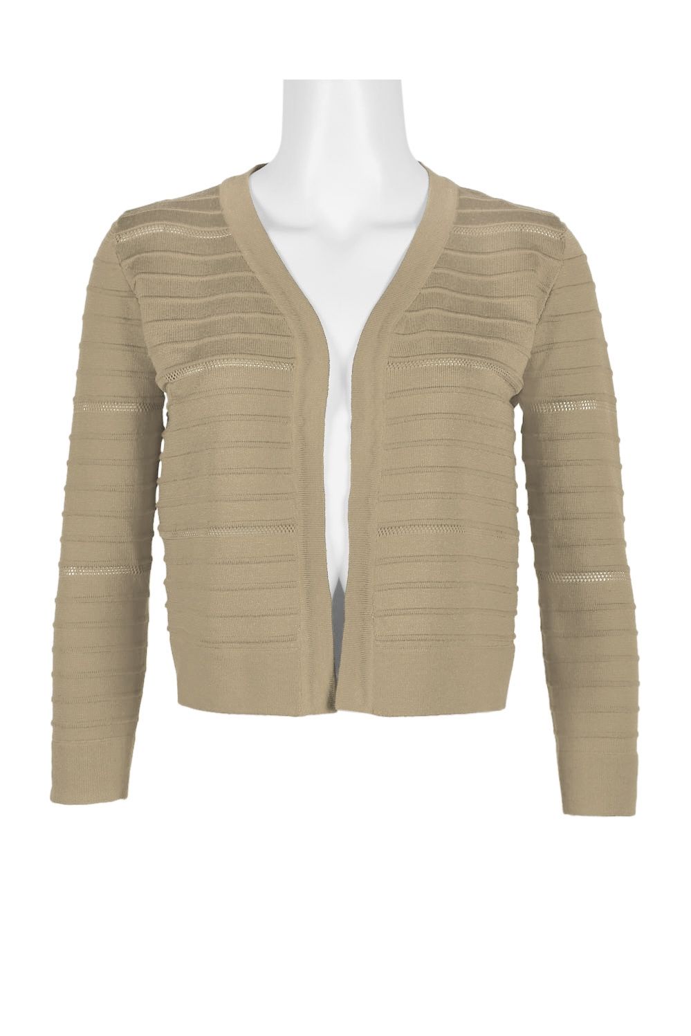 Banded Long Sleeve Ribbed Knit Jacket Mink- Nina Leonard