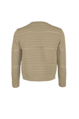 Banded Long Sleeve Ribbed Knit Jacket Mink- Nina Leonard