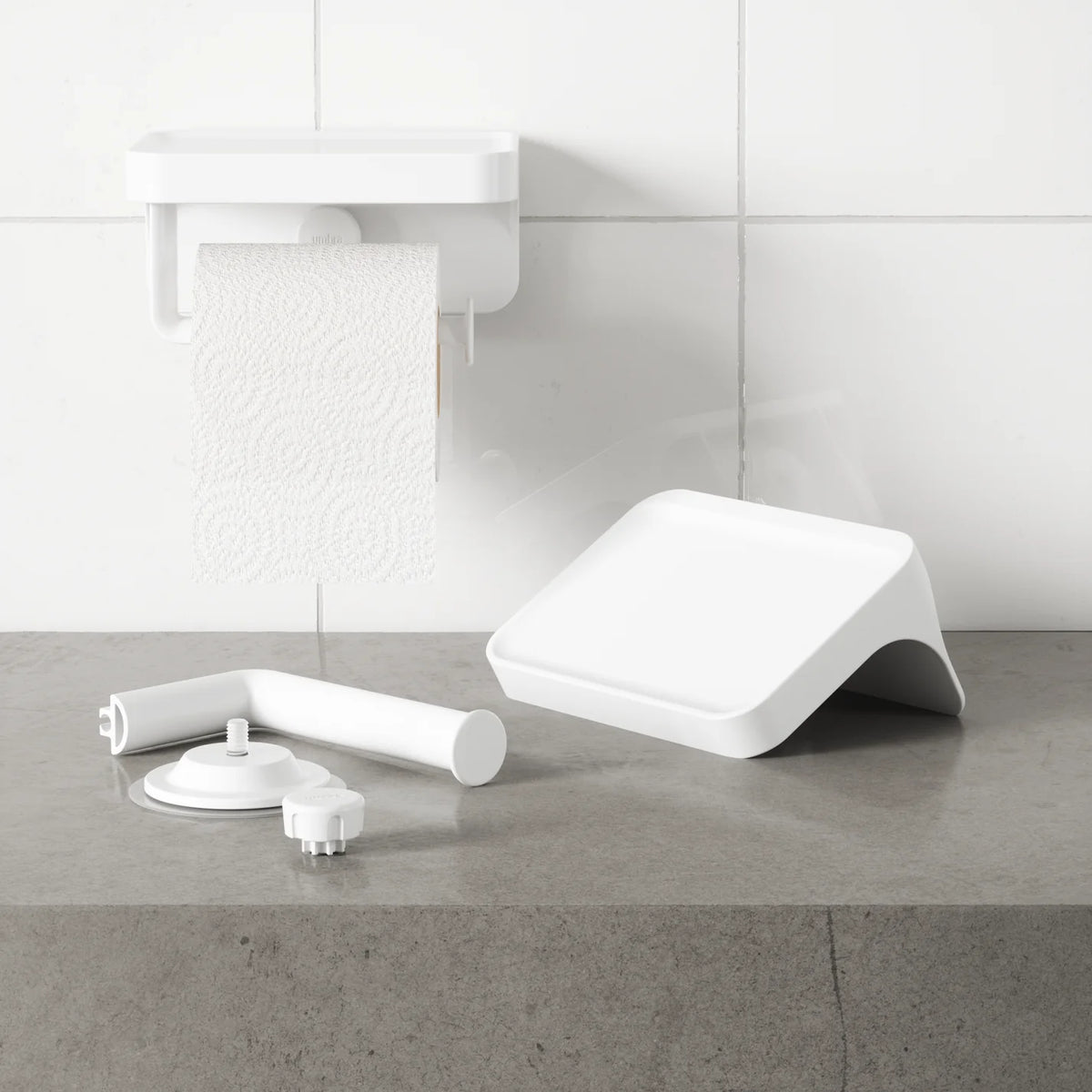 Soporte de papel higiénico adhesivo Flex, blanco