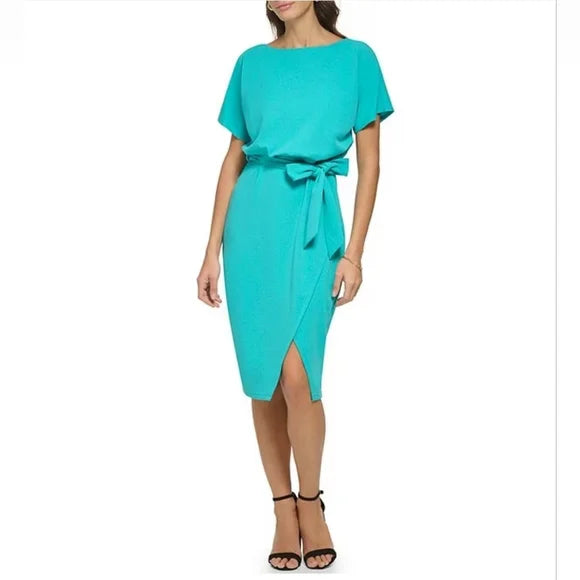 Vestido blusón cruzado falso verde menta - Kensie