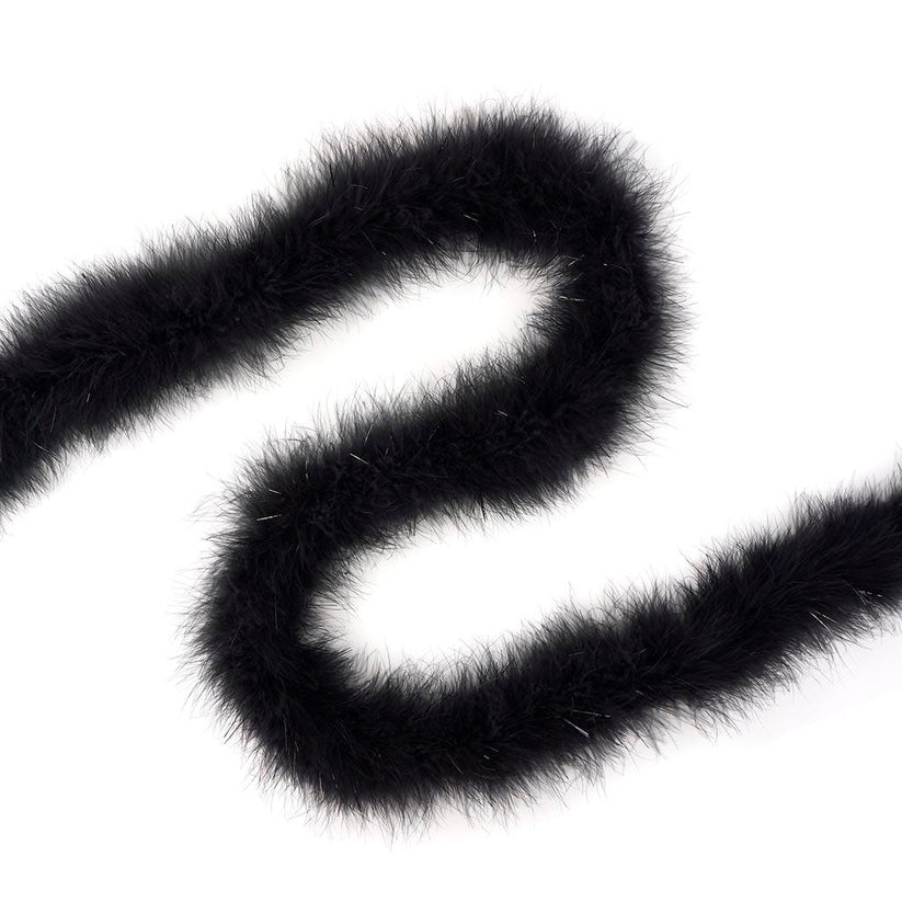 Boa de marabú con Lurex - Peso medio - Negro/Lurex negro