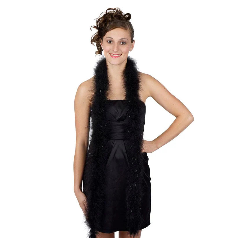 Boa de marabú con Lurex - Peso medio - Negro/Lurex negro