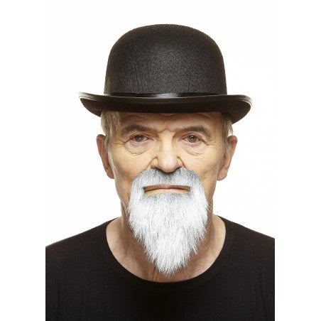 Bigotes con barba grises y blancas