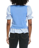 Short Sleeve Twofer Sweater Moody Blue - Nanette