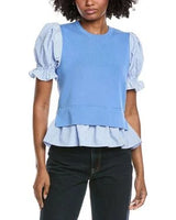 Short Sleeve Twofer Sweater Moody Blue - Nanette