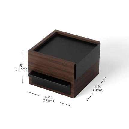 Caja de mini almacenaje Stowit negra / nogal