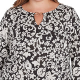 Blusa de punto para mujer Plus con estampado Batik Scroll Dew Drop marfil multiculor - Ruby Rd
