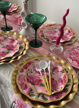 Wavy Salad Plate Pink Peonies 8"