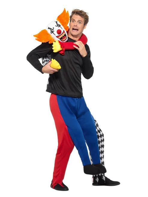 Disfraz de payaso de secuestro a cuestas