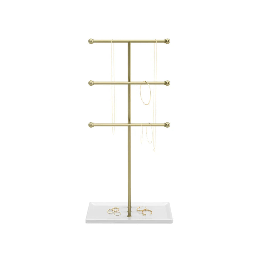Soporte de joyería Trigen, blanco/latón