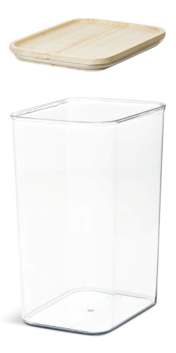 Canister w/ wood lid 13.3 Cups Clear/Natural