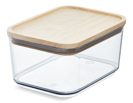 Canister with/wood lid 3.5 Cups Clear/Natural