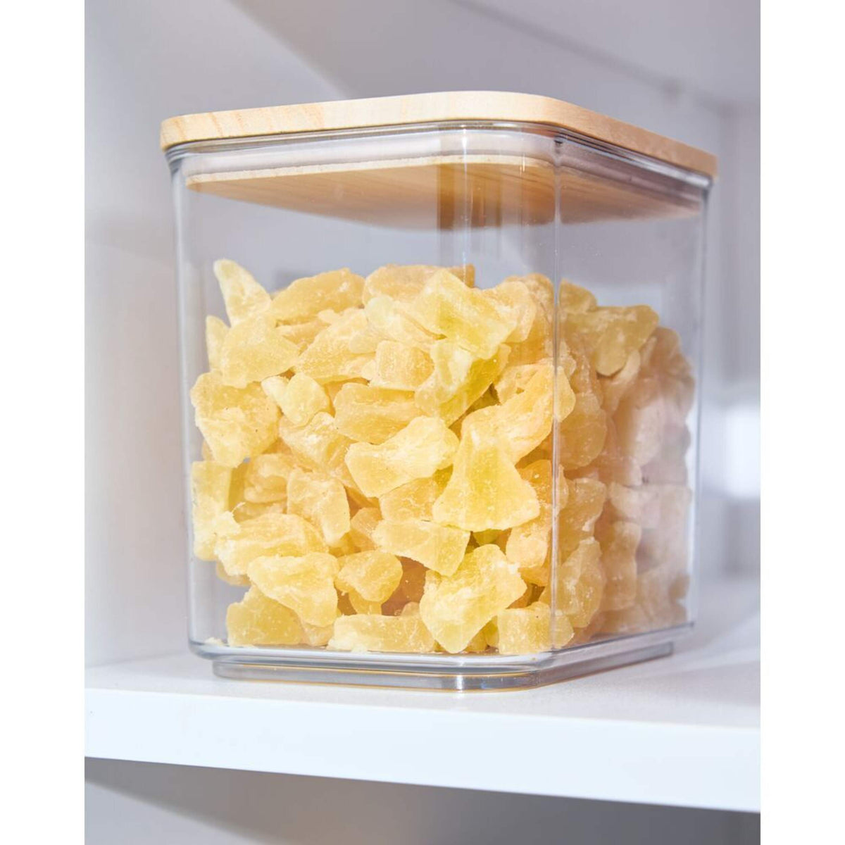 Canister with/wood lid 8.4 Cups Clear/Natural