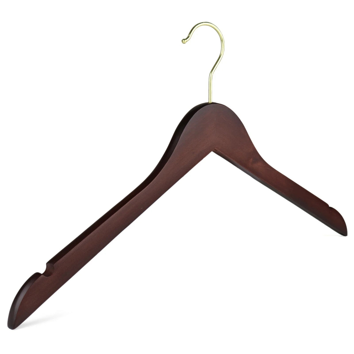 Set  of 10 Wood Shirt Hanger -Antique Mahogany/Chrome