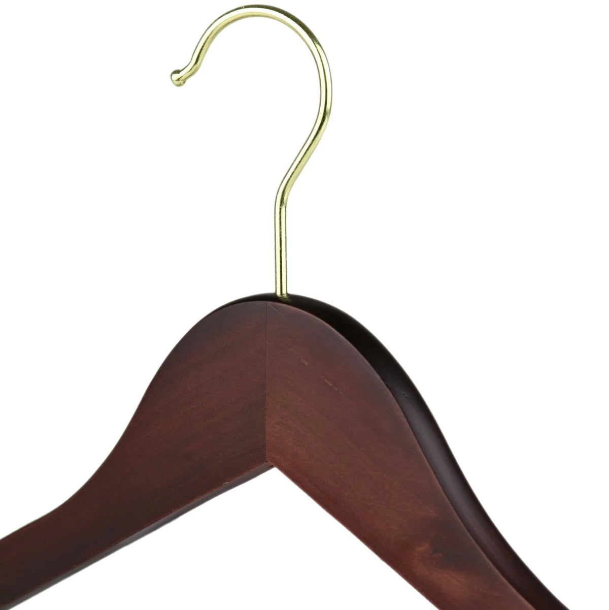 Set  of 10 Wood Shirt Hanger -Antique Mahogany/Chrome