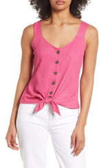 S/L V Neck Tie Front Fuchsia