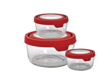 6 pc. Round Food Storage w/Lids Clear/Cherry